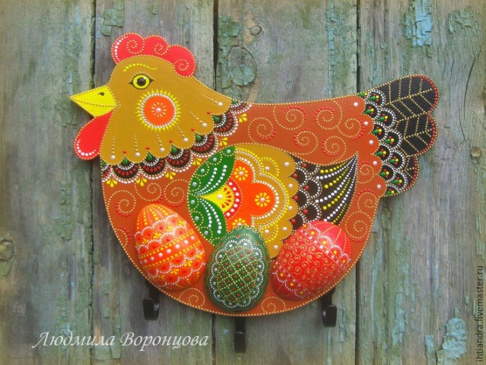 Создаем панно с крючками "Курочка": часть 3