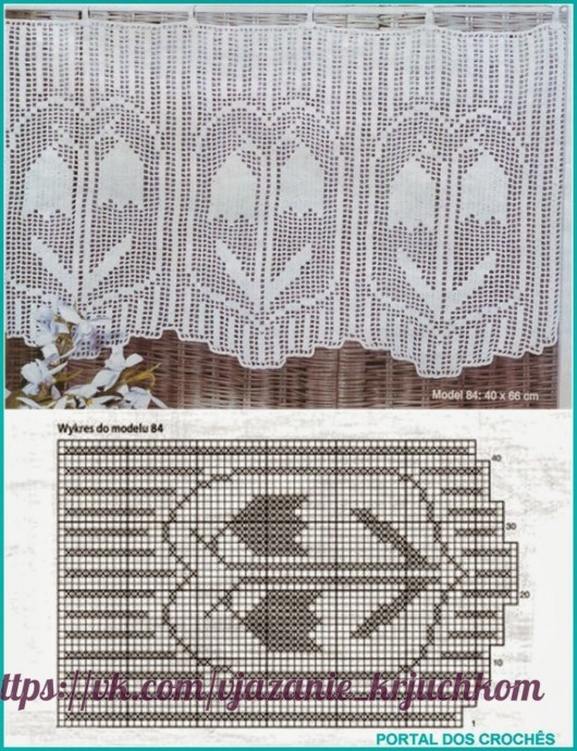 Тюльпаны на филейной сетке