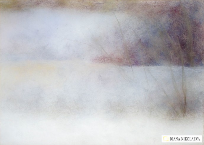 Создаем из шерсти картину "Синица"