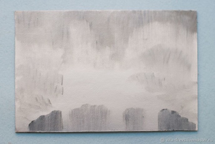 Пишем маслом миниатюру "Зимняя сказка": часть 1 Пишем маслом миниатюру "Зимняя сказка": часть 1