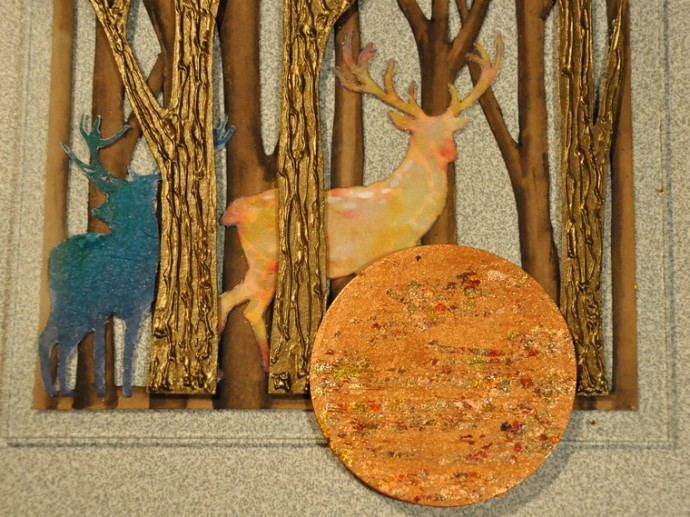 Декор шкатулки с двойной крышкой "Золотой волшебный лес": часть 1