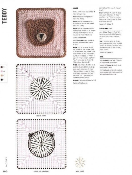 Мишки: схемы для пледа