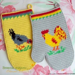 ​Прихватки-рукавички "Курочка и петушок"
