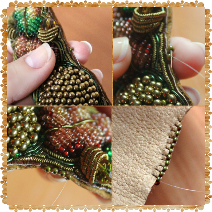 Арт-браслет "Осенний сюжет" в технике объемной вышивки: часть 2