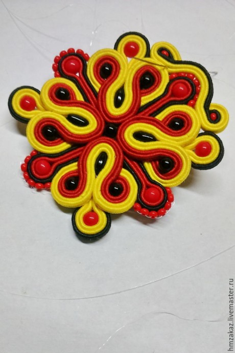 Сутажная брошь по мотивам русских узоров и орнаментов: часть 5