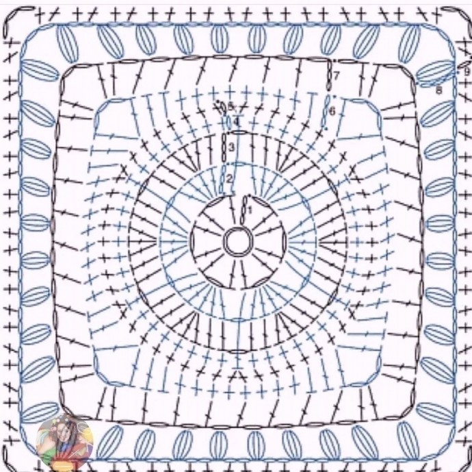 Квадратные мотивы крючком