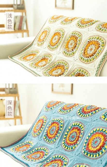 ​Плед крючком из круглых мотивов