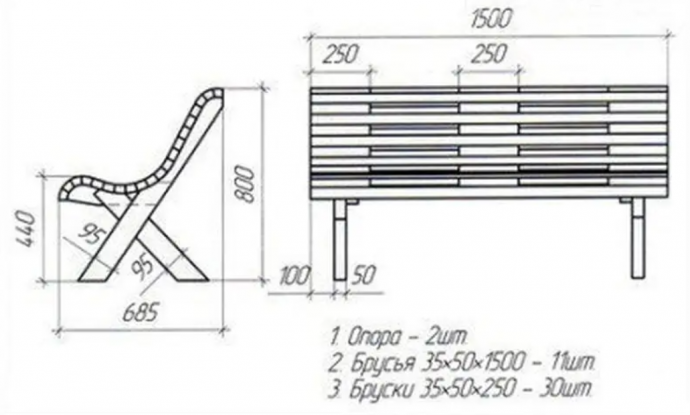 ​Простая садовая скамья