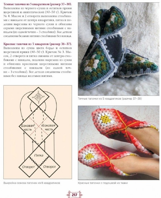 Тапочки из бабушкиных квадратов Тапочки из бабушкиных квадратов