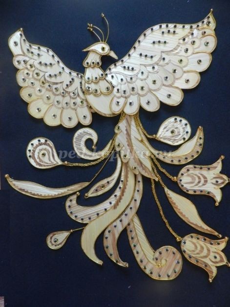 Декоративное панно "Жар-птица" из соломки: часть 6