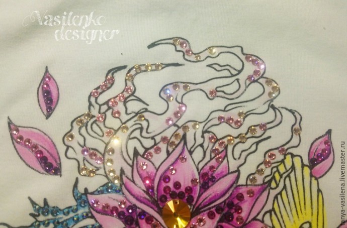 Декорируем футболку "Легкий бриз" стразами Swarovski: часть 3