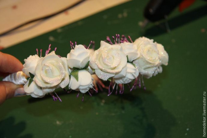 Декорируем ободок для волос "Нежная роза"