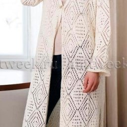 ​Пальто или кардиган с ажурными ромбами