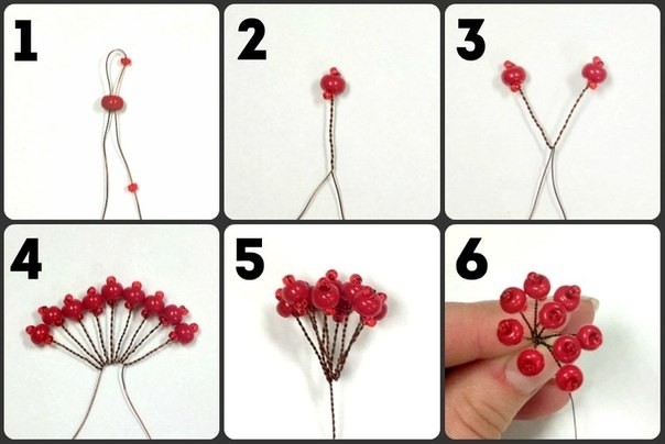 Бонсай рябина из бисера и рубки