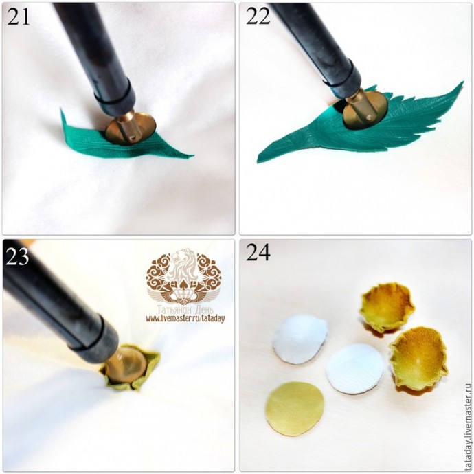 Делаем брошь из кожи "Прекрасный букет" с нарциссом и гиацинтом: часть 1 Делаем брошь из кожи "Прекрасный букет" с нарциссом и гиацинтом: часть 1