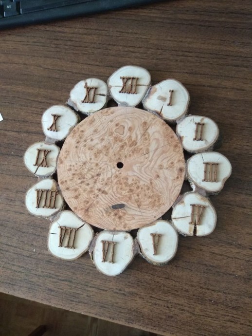 ​Делаем оригинальные деревянные часы из спилов: часть 6