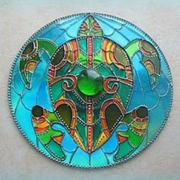 Витражный магнит на диске "Черепашка"
