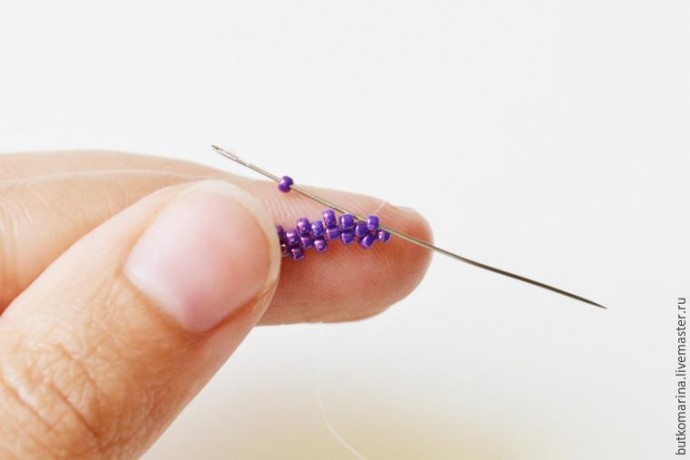 ​Плетем серьги из бисера "Полуночные цветы": часть 1