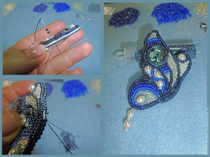 Вышивка бисером и жемчугом: брошь "Холодное лето" Вышивка бисером и жемчугом: брошь "Холодное лето"