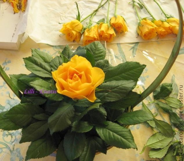 Корзинка с розами: простой вариант