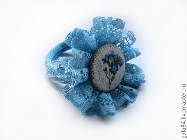 ​Броши из натурального льна и кружева, с элементами декупажа