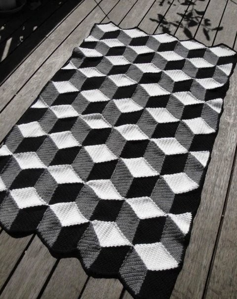 Плед из ромбов крючком