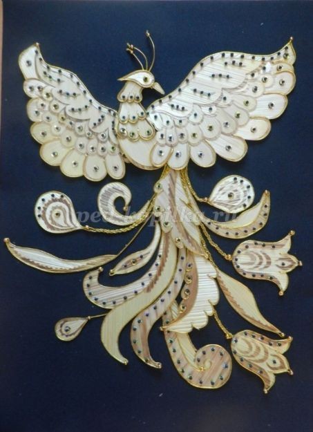 Декоративное панно "Жар-птица" из соломки: часть 6