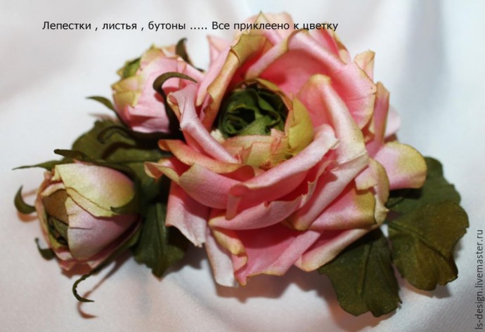 ​Шелковая бутоньерка роз: часть 5