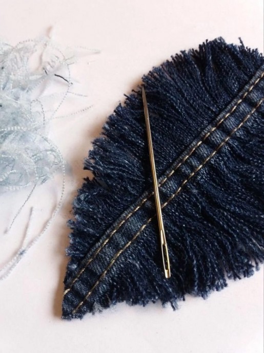 ​Джинсовые пёрышки для украшения одежды, сумок, шляпок