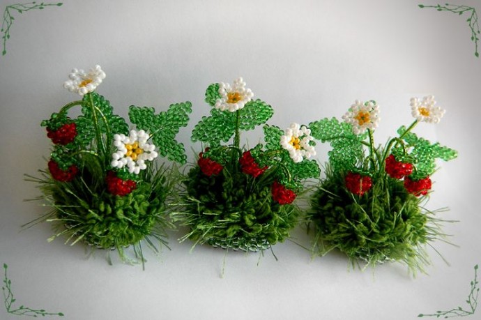 Миниатюрные растения из бисера Миниатюрные растения из бисера