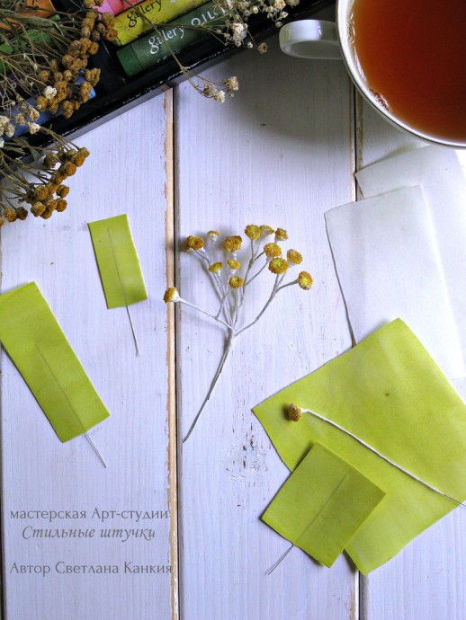 ​Делаем соцветие пижмы и середину ромашки из термоклея: часть 4