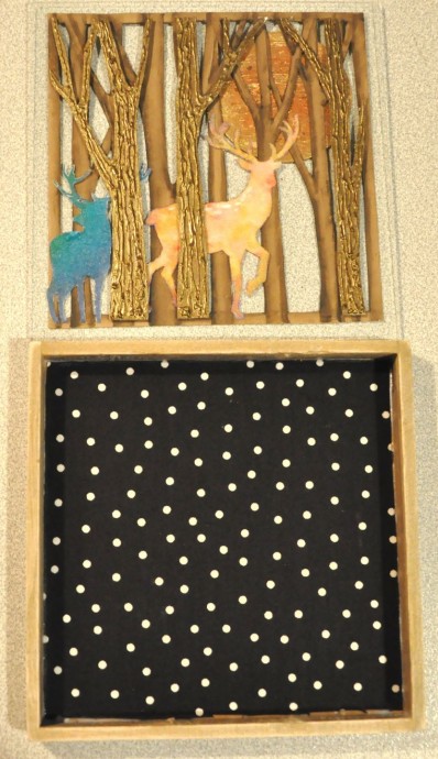 Декор шкатулки с двойной крышкой "Золотой волшебный лес": часть 2