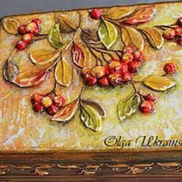 ​Шкатулка с рябиной в объемной технике