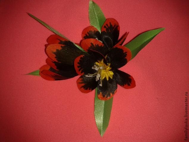 Спараксис "Властелин огня" из атласной ленты своими руками: часть 2