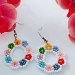 Серьги из цветочных колец