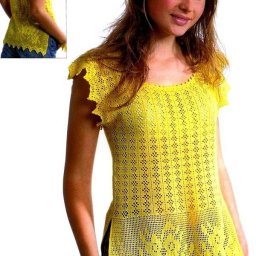 ​Желтая блузка филейным узором