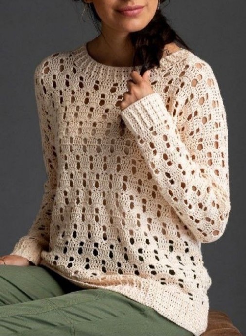 ​Ажурный джемпер крючком