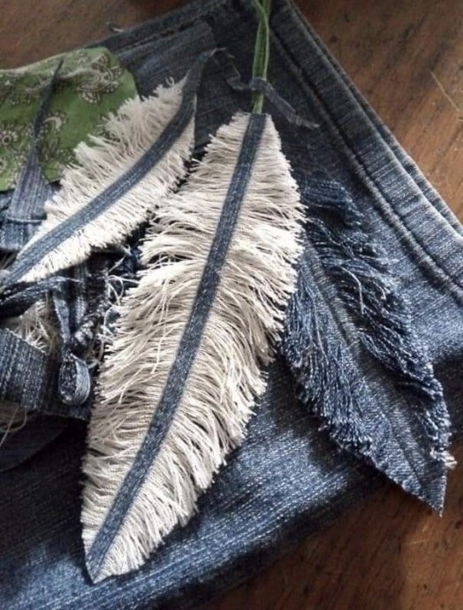 ​Джинсовые пёрышки для украшения одежды, сумок, шляпок