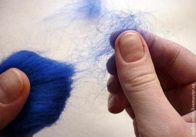 Рисуем шерстью картину "Зимняя ночь": часть 1