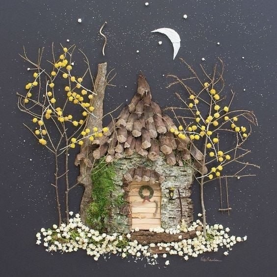 Лесные пейзажи из натуральных материалов