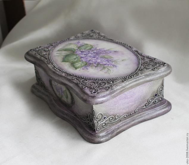 Процесс имитации филиграни и роспись акриловыми красками шкатулки: часть 3