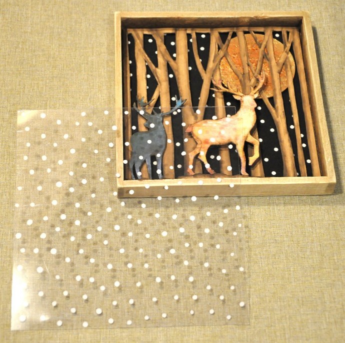 Декор шкатулки с двойной крышкой "Золотой волшебный лес": часть 2