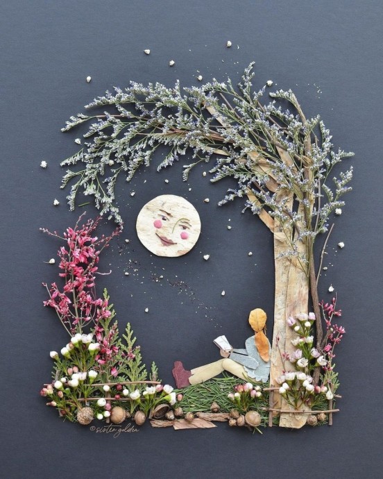 Лесные пейзажи из натуральных материалов