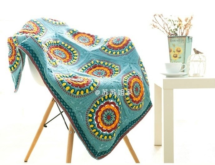 ​Плед крючком из круглых мотивов