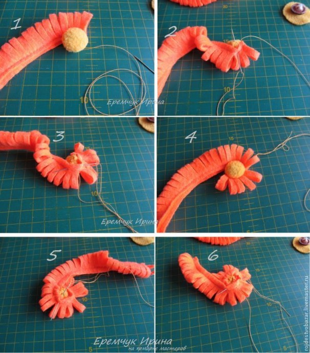 Создаём солнечный букетик календулы из фетра или флиса: часть 1