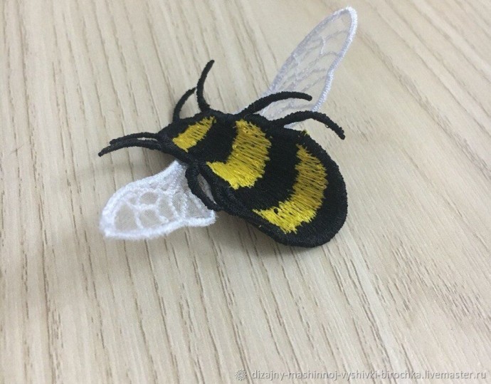 Вышивка и изготовление броши "Пчела" в технике Fsl
