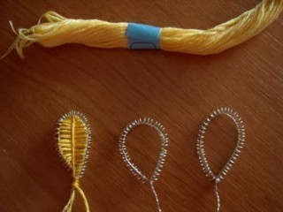 ​Цветок из проволоки и ниток мулине в технике ганутель: часть 2