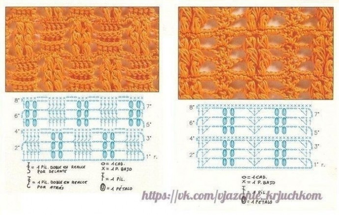 Множество интересных узоров крючком