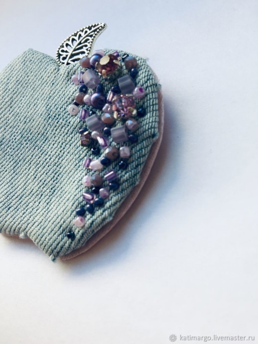 ​Создаем брошь "Яблочко" из джинсы: часть 2