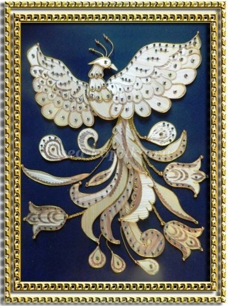 Декоративное панно "Жар-птица" из соломки: часть 6